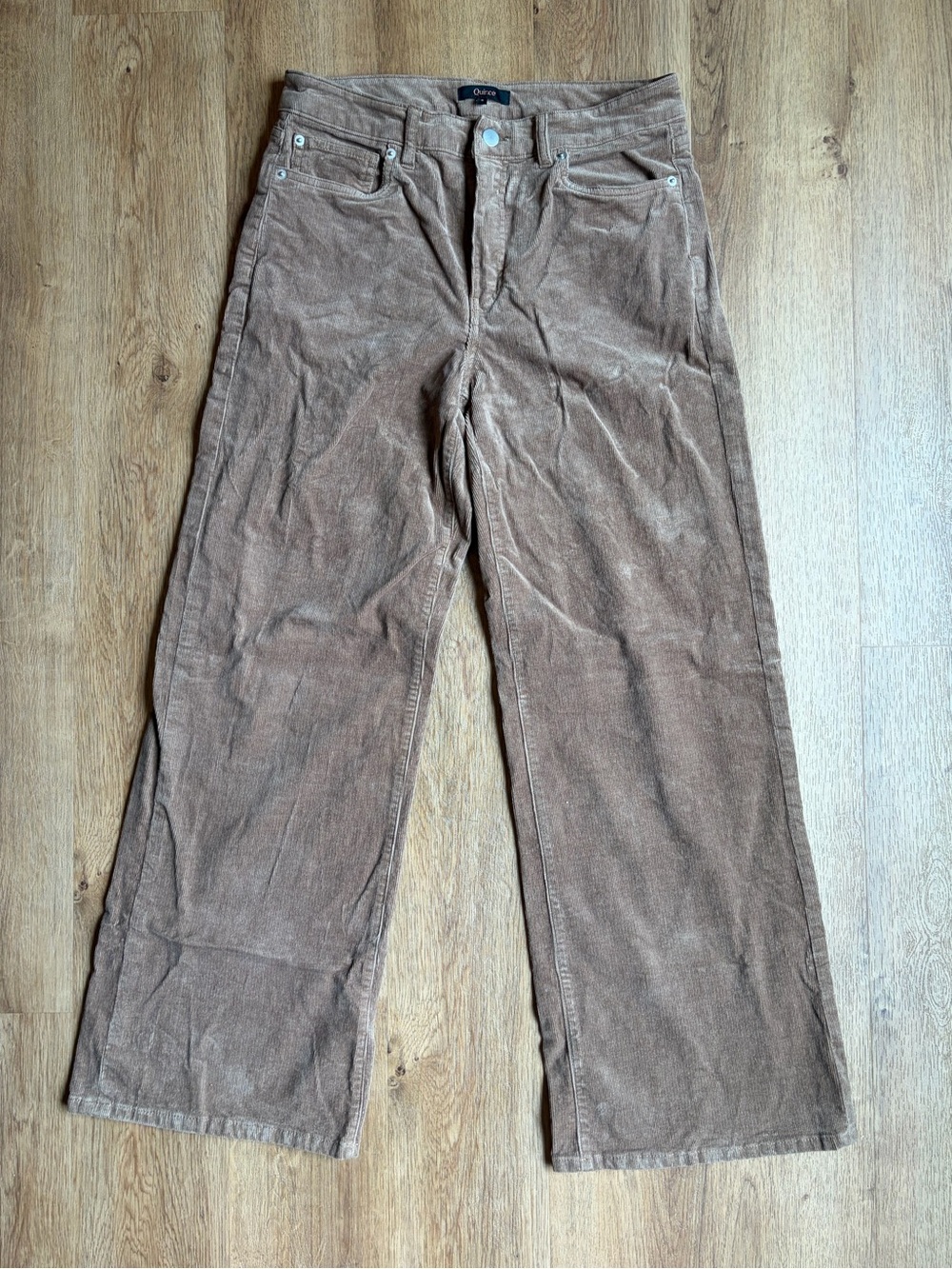 Quince Women’s Organic Stretch Corduroy Wide Leg Pants Warm Brown Size 4